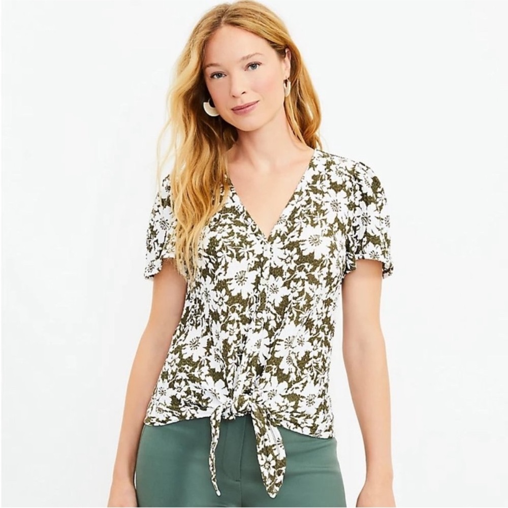 Loft women’s tied hem button up blouse